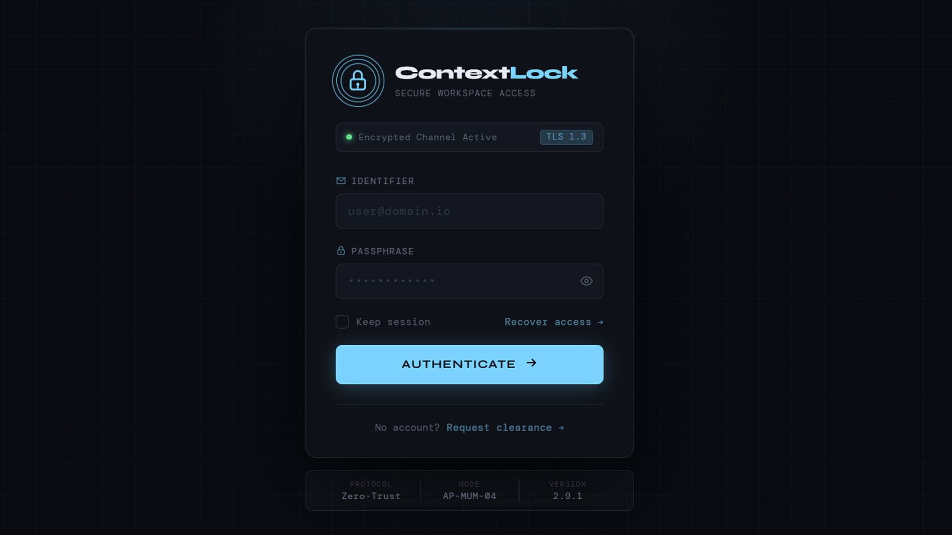 Context Lock Login Form