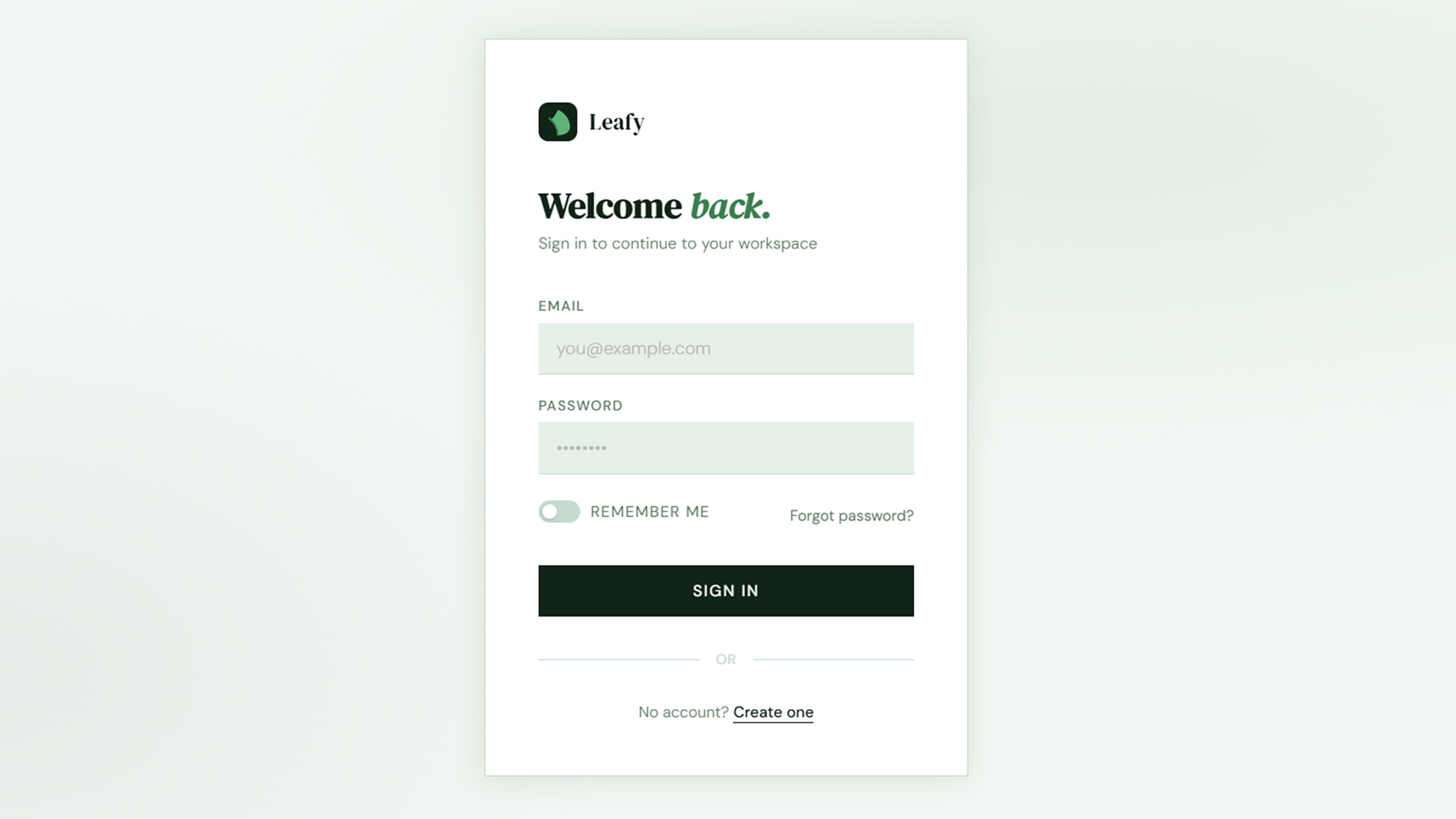 Minimal Login Form with Remember Me
