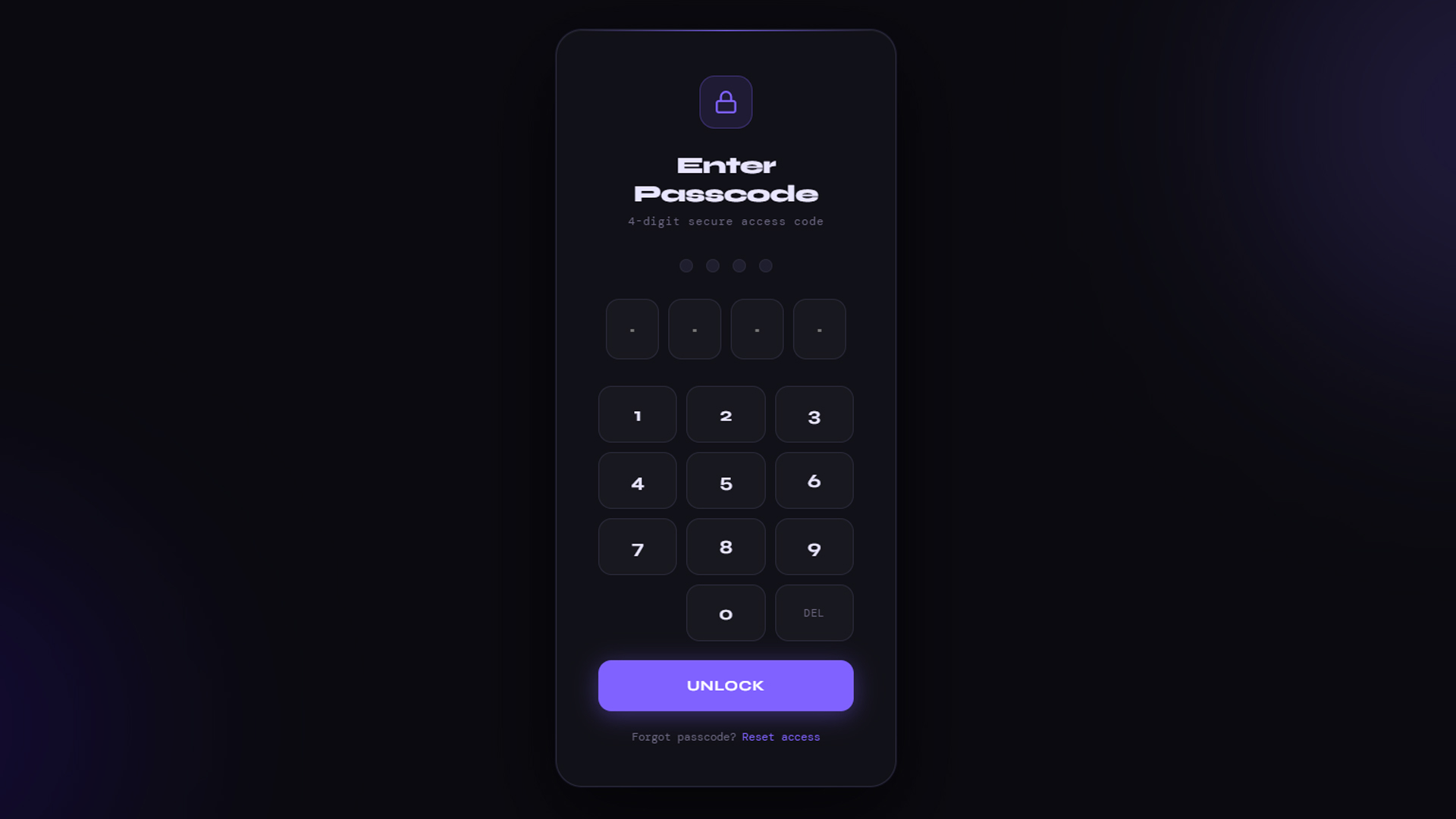 Passcode Login Form
